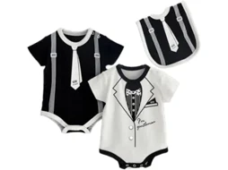 Pacote com 2 bodies pretos de manga curta para bebê. Um conjunto original de bodies Ubaby para recém-nascidos (9 a 12 meses) (preto e branco).