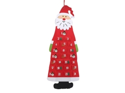 Calendário De Advento Natalino De Feltro Com 24 Bolsos 3d Papai Noel Pendurado Decoração Interior Natalina Rojo