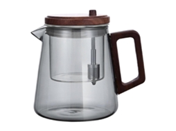 Bule De Vidro Com Infusor E Cabo De Madeira, Resistente Ao Calor, Para Chá A Granel, Com Bico Anti-gotejamento.