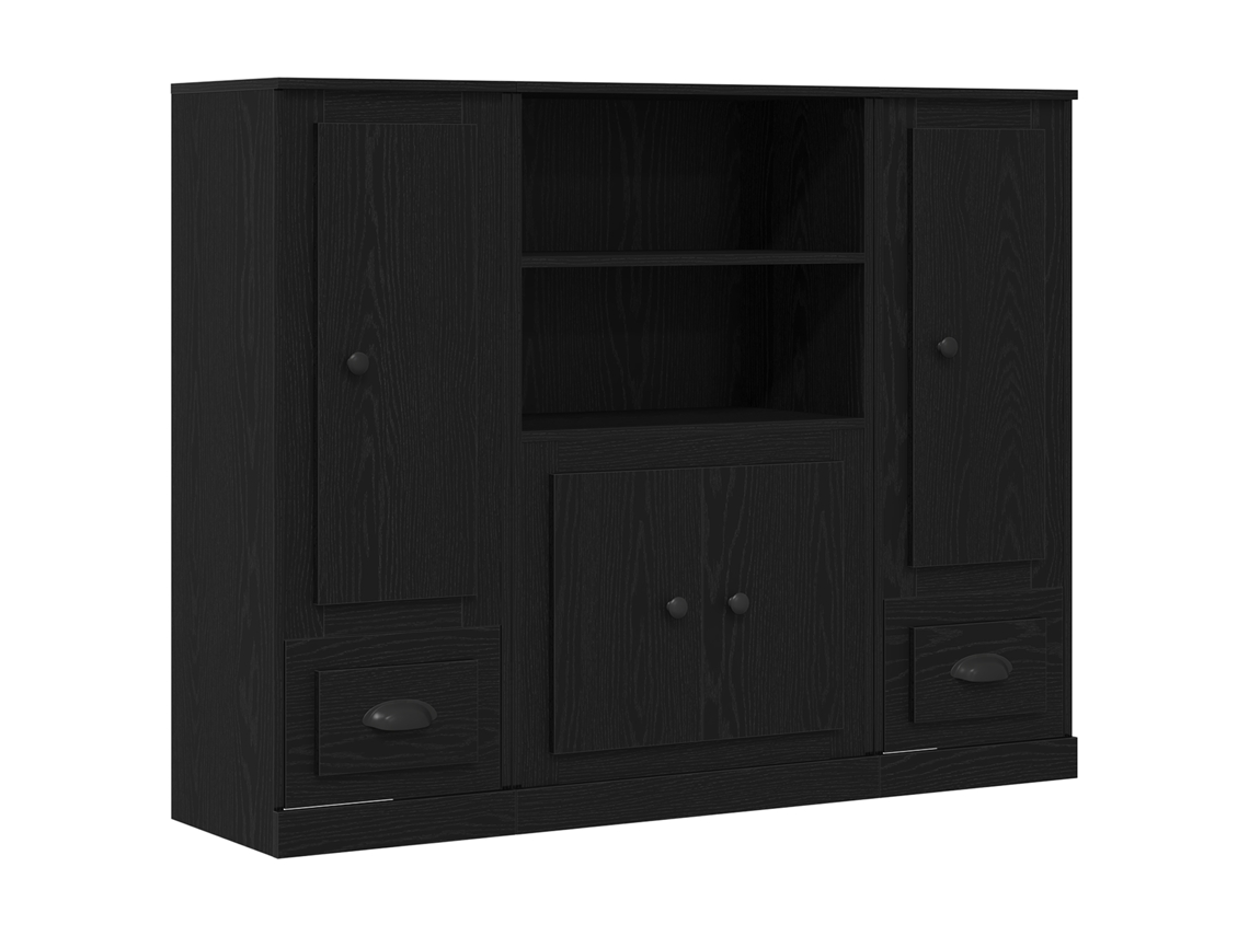 Conjunto 1 Highboard Moderno Vidaxl Preto Derivados De Madeira (132 X 35,5 X 103,5 Cm)