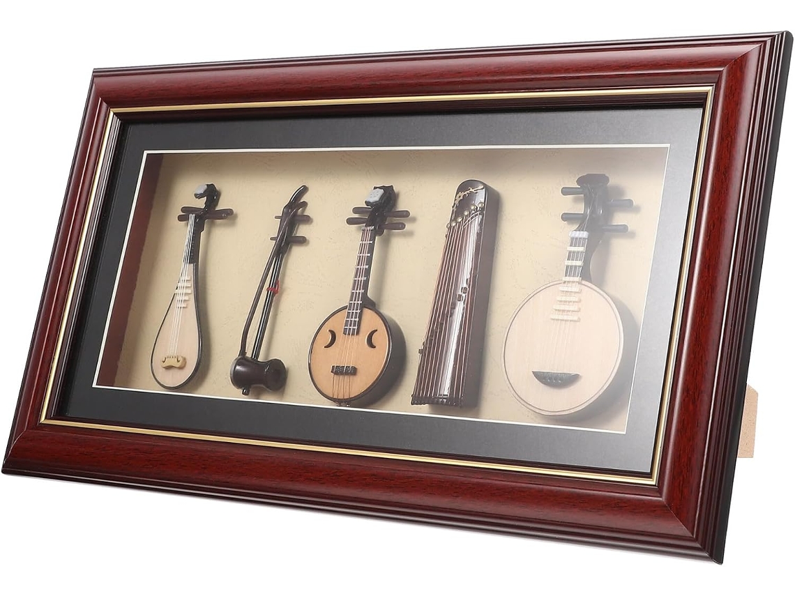Conjunto 5 Peças Modelos Instrumentos Musicais Folclóricos Chineses Decoração Escritório Resistente Desgaste GOKOCO
