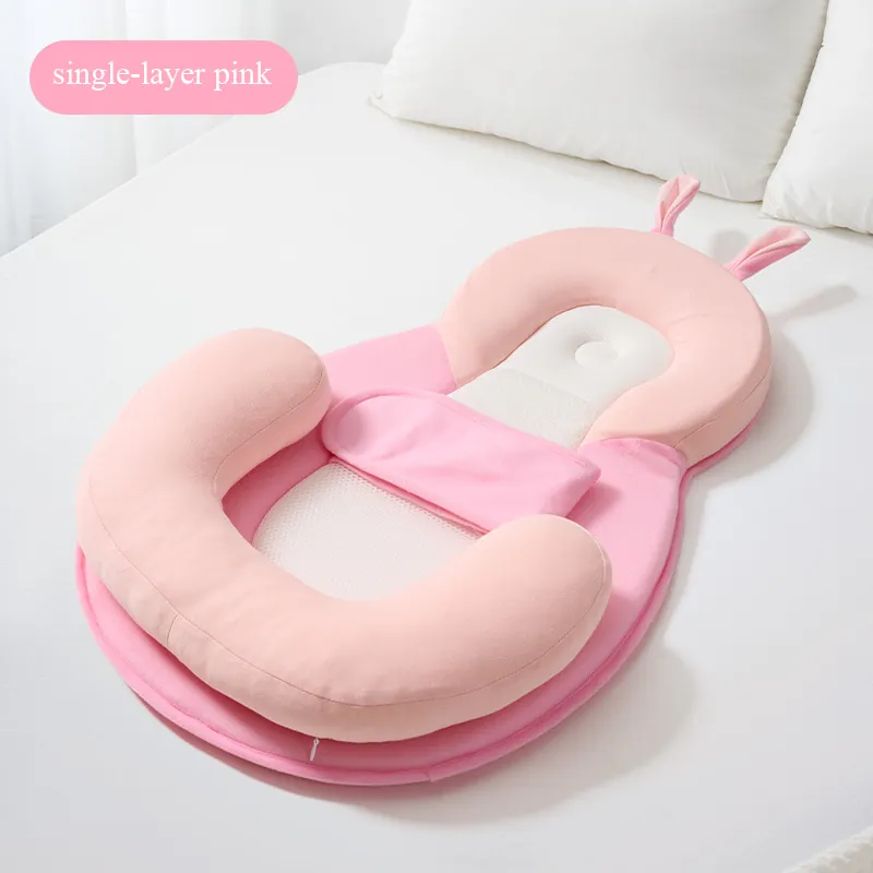 Almofada Anti-regurgitação 59*40cm (1 Camada Rosa + Orelhas)
