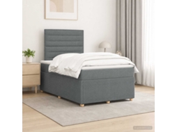 Vidaxl Cama Box Spring Com Colchão Cinzento-escuro 120 X 190 Cm Tecido