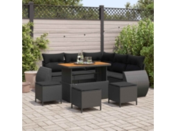 Vidaxl Conjunto De Sofá De Jardim 9 Unid. 8-número De Lugares Preto