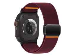 Bracelete para Apple Watch 44/45/46/49mm Nylon Elástico com Fecho Magnético Vinho XIAOMOYU