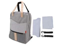 Mochila Bolsa Para Fraldas Multifuncional Portátil Com Cintos Almofadados Para Viagem Cinza