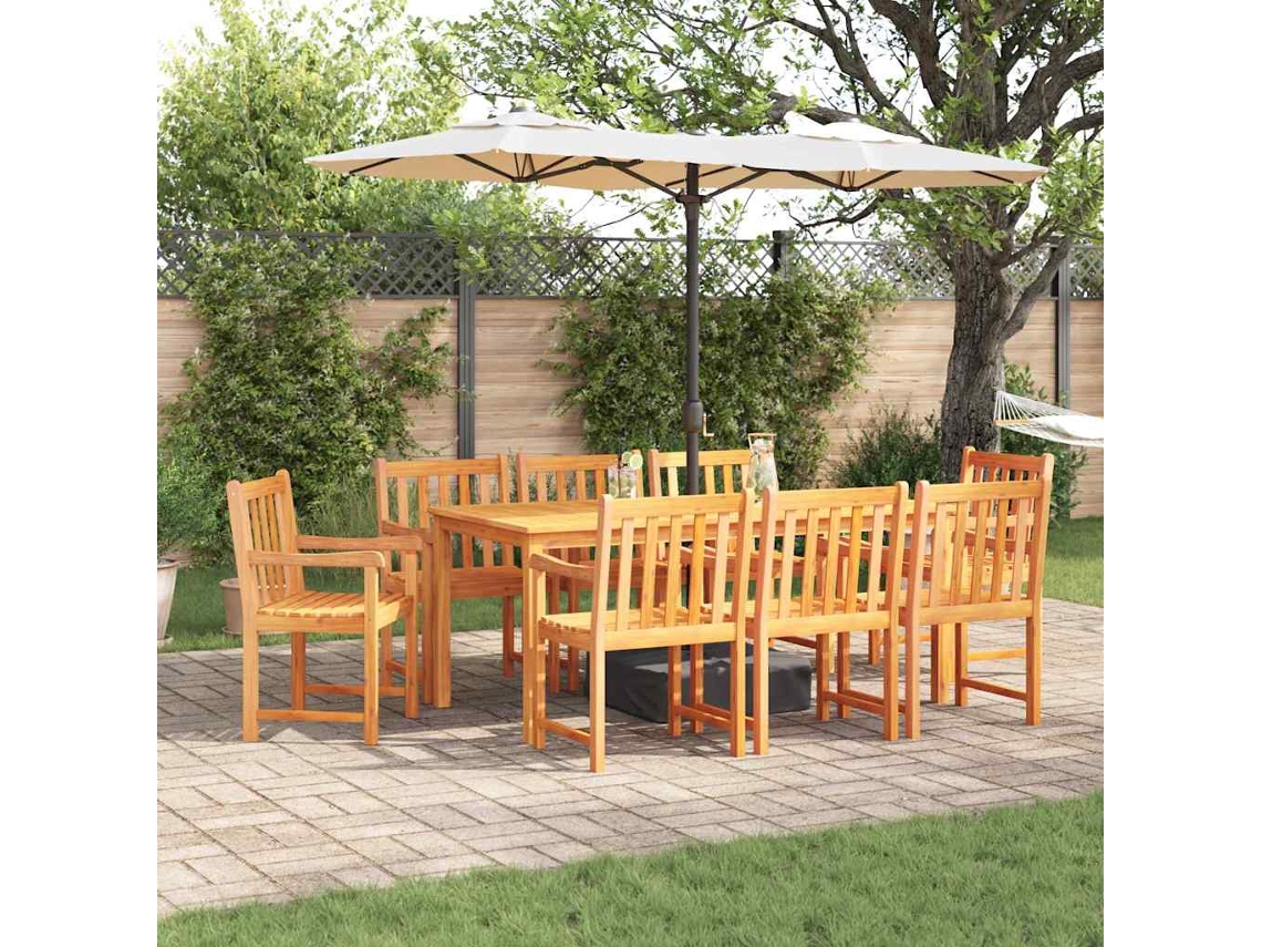 Vidaxl Conjunto De Jantar Para Jardim 9 Unid. Castanho