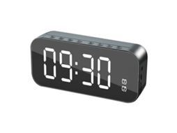 Relógio Despertador Com Alto Volume E Bluetooth Speaker Portátil Digital Com Espelho Preto