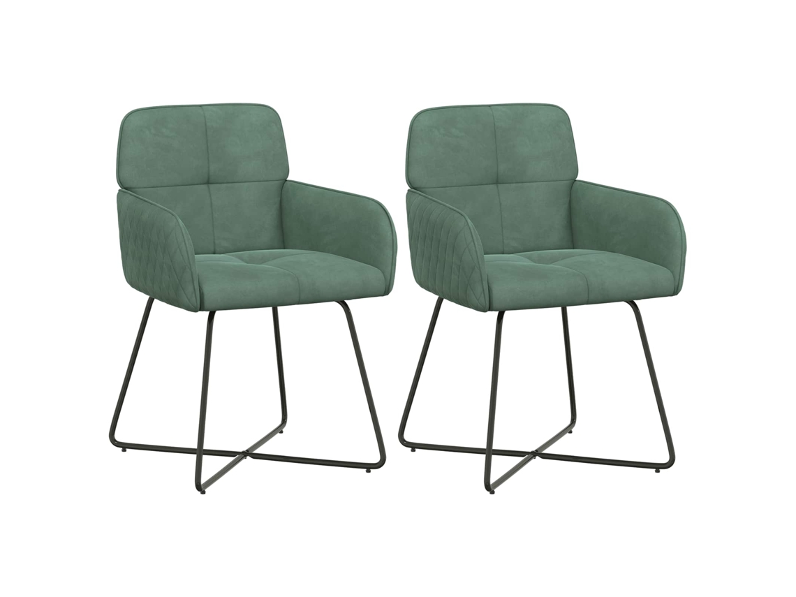 Conjunto 2 Cadeiras De Jantar Vidaxl Verde Veludo (59 X 56,5 X 86 Cm)