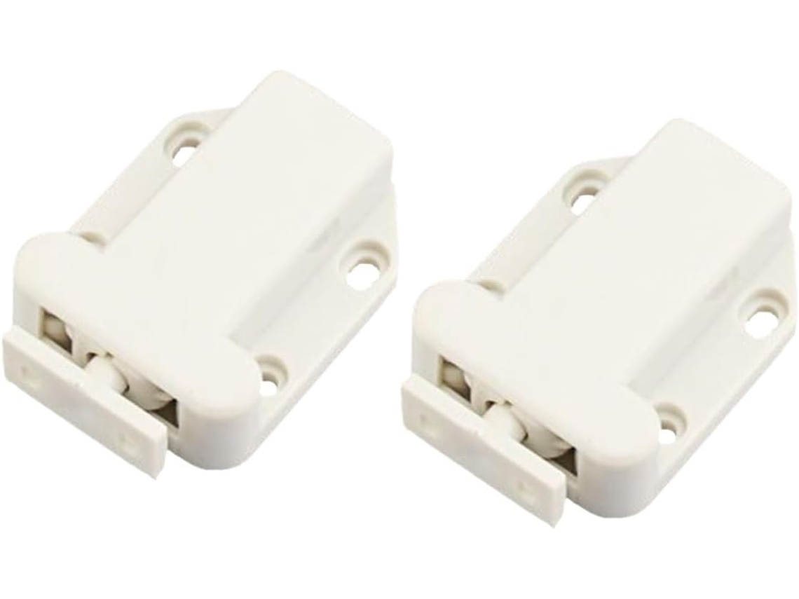Fecho De Porta Com Trava Automática Em Abs, 2 Peças, Branco, Para