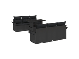Conjunto 7 Móveis De Jardim Vidaxl Preto Vime Pe (100 X 55 X 73 Cm)