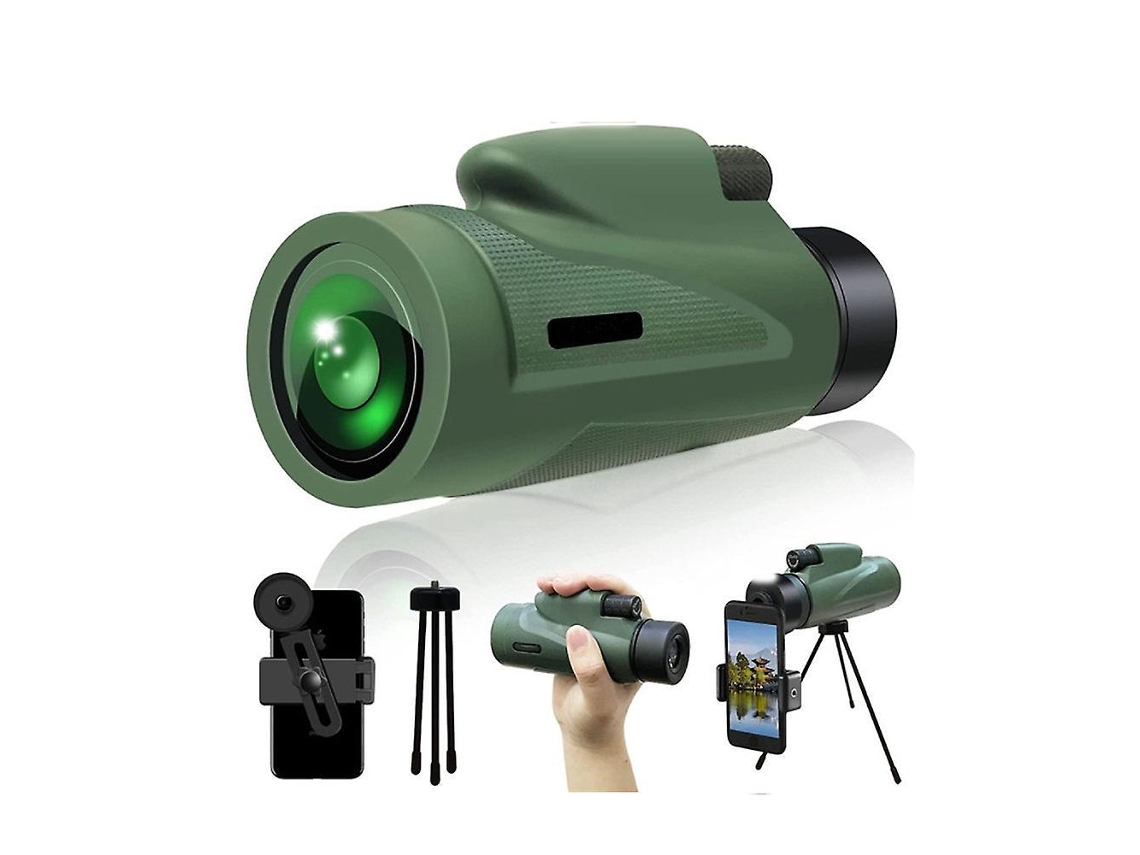 Telescópio Monocular Verde 12x50 Hd À Prova D'água Com Suporte Para Celular E Tripé, Ideal Para Shows, Caça, Observação De Pássaros E Viagens