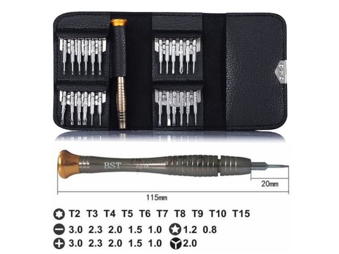 Kit Chave Fenda Mini 25 Peças Ferramentas De Reparo Portátil Estojo Em Couro Sobrovo