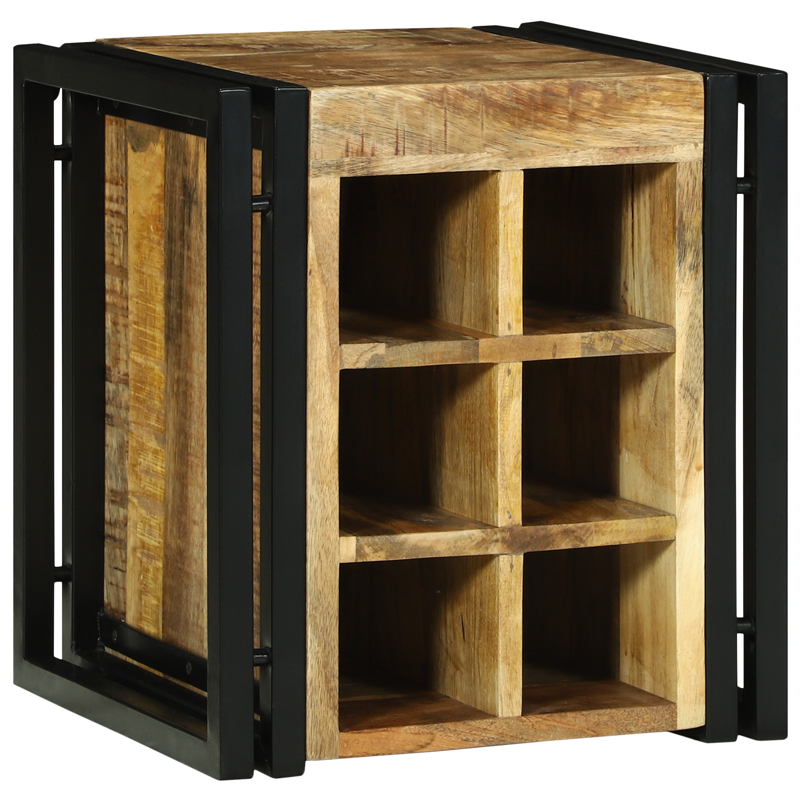 Conjunto 1 Estante Para Armazenamento De Vinho Vidaxl Castanho Madeira De Mangueira Maciça (35 X 35 X 39 Cm)