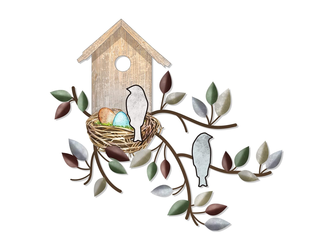 Laxiscreed Casinha De Pássaros De Metal Bege Para Decoração De Parede E Quintal