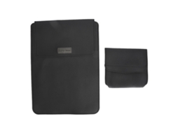 Capa Vertical Para Notebook 13 Polegadas De Couro Pu Com Bolsa De Armazenamento Preta