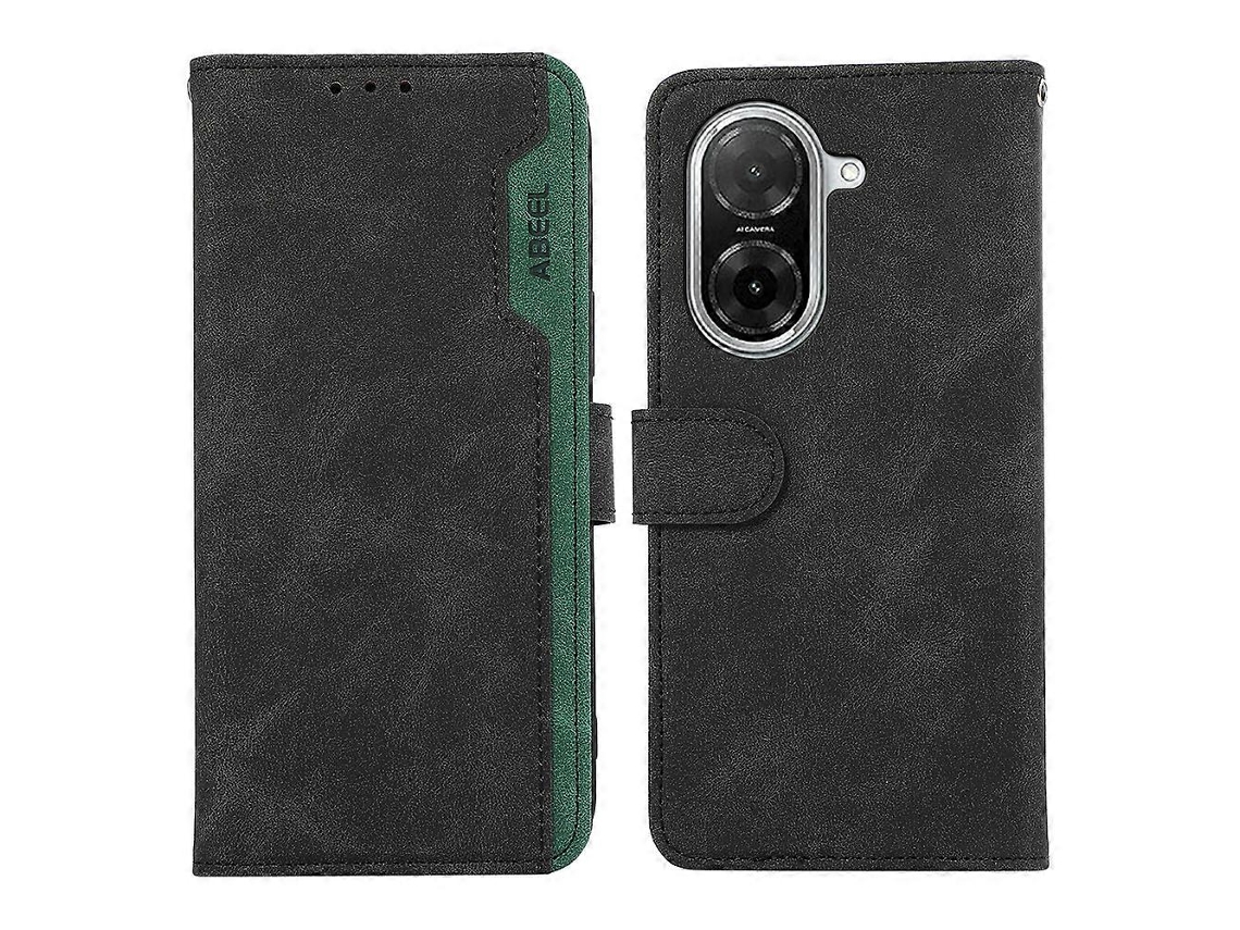 Tkdaddy Abeel Para Xiaomi Redmi A5 Nfc (eu) (173,45 Mm) Capa De Couro Com Emenda Colorida E Bloqueio Rfid Preta