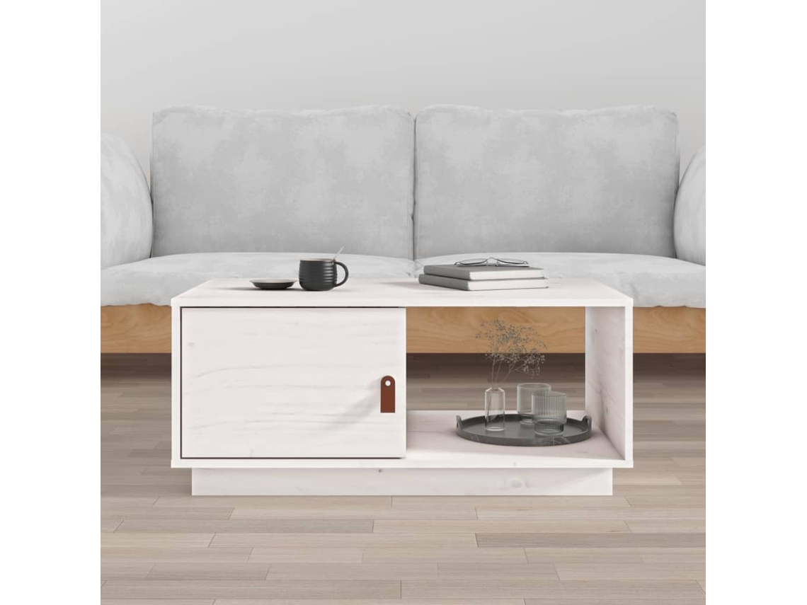 Vidaxl Mesa De Centro 80x80x35,5 Cm Madeira De Pinho Maciça Branco