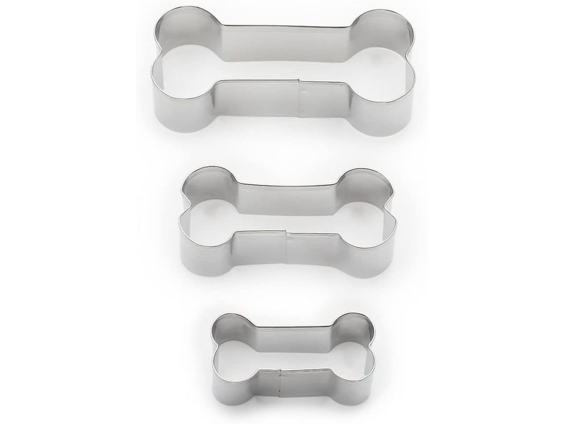 Conjunto de Moldes para Biscoitos em Forma de Osso de Cão, 3 peças, Aço Inoxidável | S/MARCA