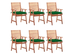 Vidaxl Cadeiras De Jantar P/ Jardim 6 Pcs C/ Almofadões Acácia Maciça