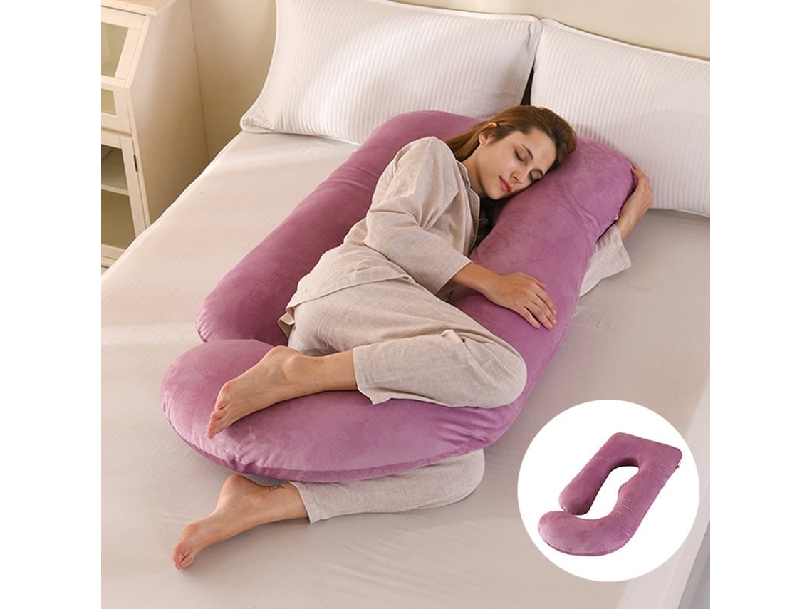 Almofada de Gravidez, Almofada para Dormir de Suporte Integral para o Corpo com Capa Removível,lilás Claro/175x90x65cm DIGITALLAB