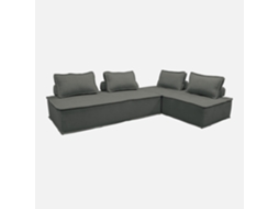 Sofá Modular Em Tecido Liso, 4 Lugares, Cinza Escuro