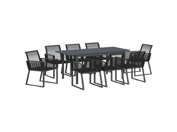 Conjunto 9 Conjunto De Jantar Para Jardim Vidaxl Preto Vime Pe (180 X 80 X 74 Cm)