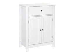 Armário De Banheiro Kleankin Multifuncional Com 1 Gaveta E Prateleira Ajustável, Design Compacto, 60x30x80cm Branco Para Todos Os Ambientes.