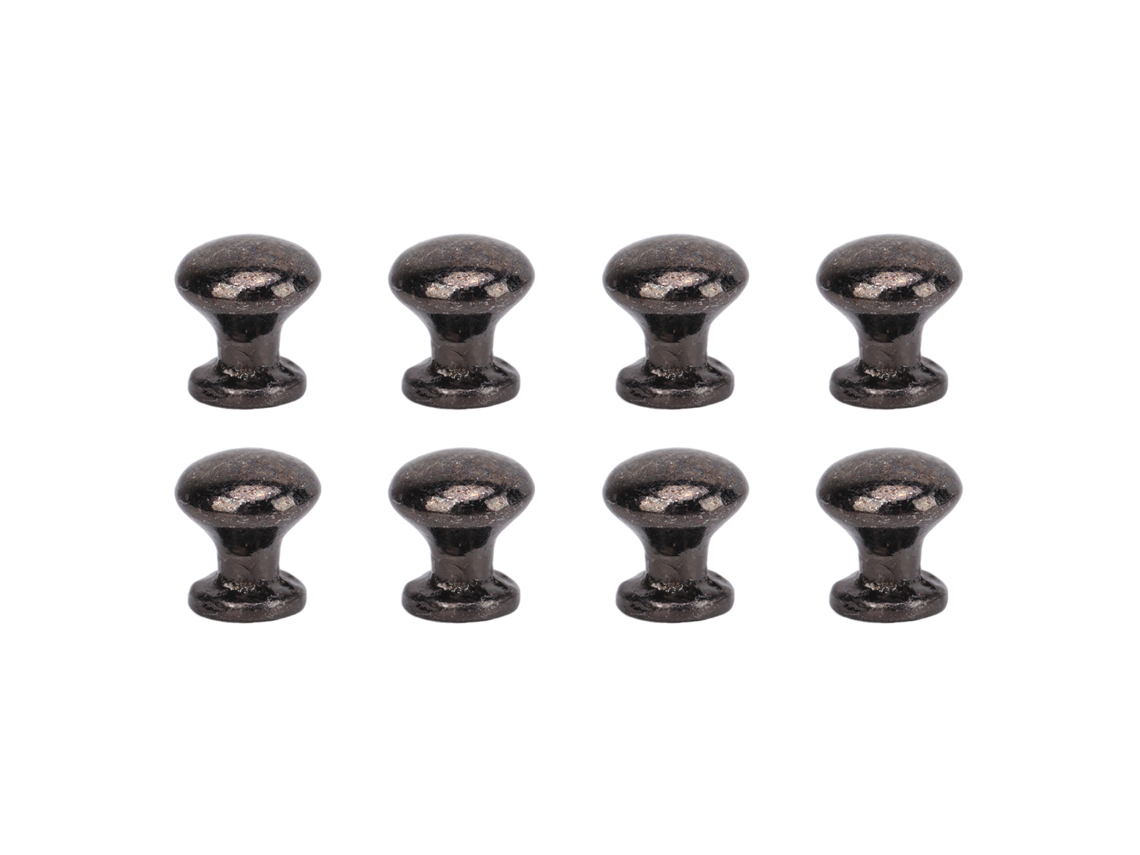8pcs Mango De Tirar De Cabeza Redonda En Metal Estilo Simple Para Casa De Muñecas, Escala 1:12, Negro