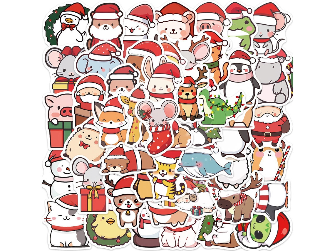 50 Peças De Adesivos De Animais De Natal Para Celular, Ipad, Guitarra, Mala, Vintage, Faça Você Mesmo, Presente, Adesivo, Material Aquaforge