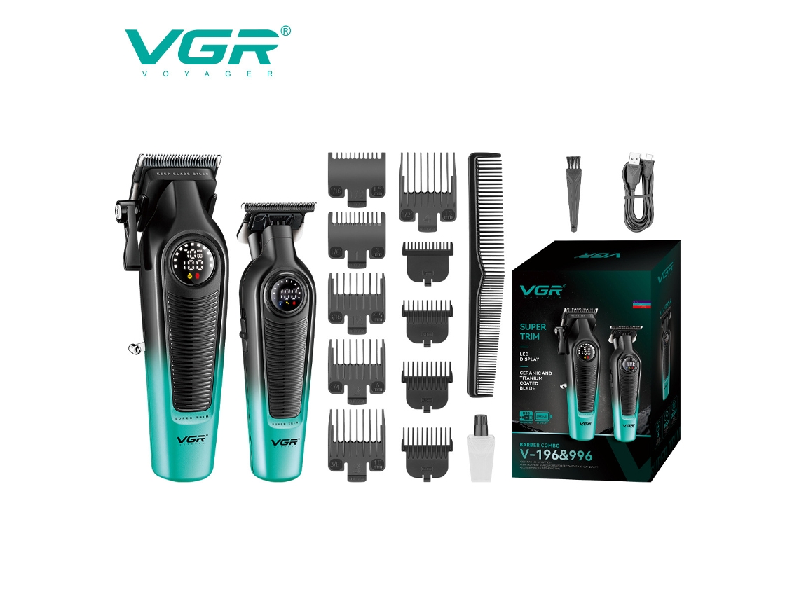 Conjunto De Máquina De Cortar Cabelo Elétrica (green), Máquina De Cortar Cabelo Recarregável Com Visor Digital Lcd