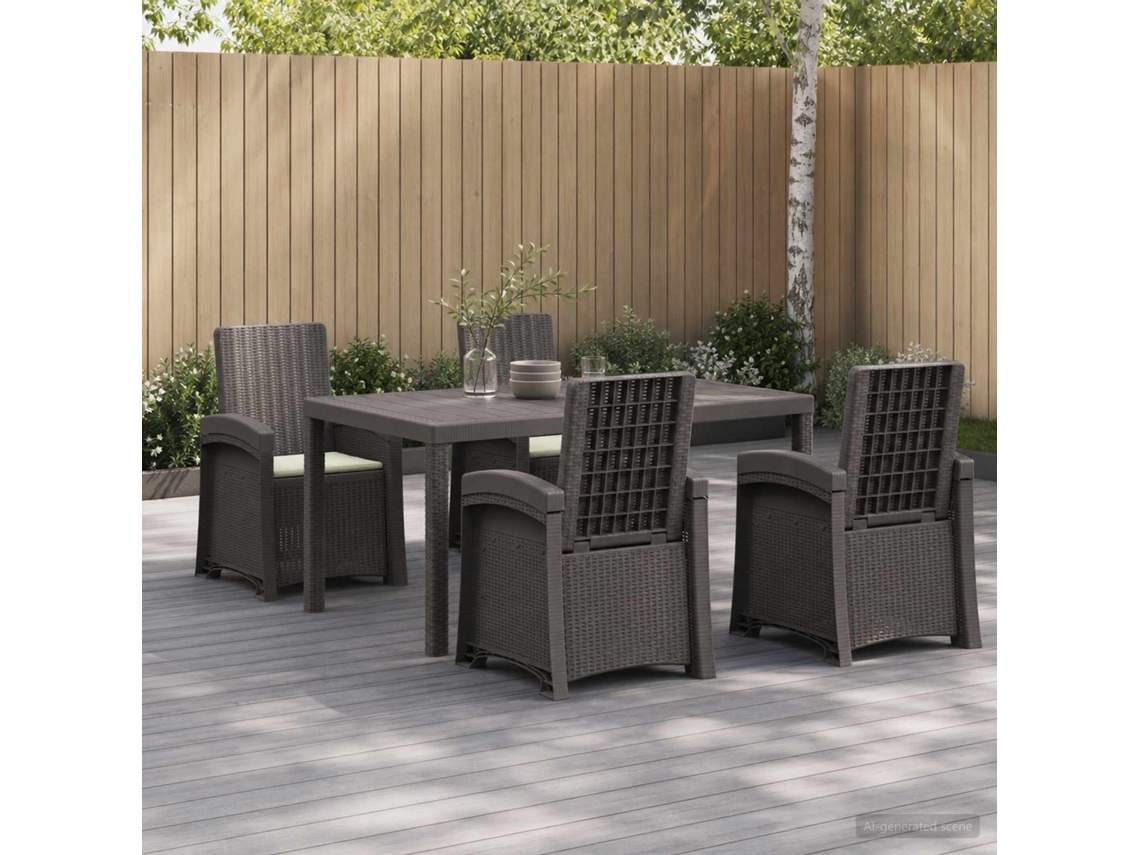 Vidaxl Conjunto De Jantar Para Jardim 5 Unid. Cinzentos Claros E Creme