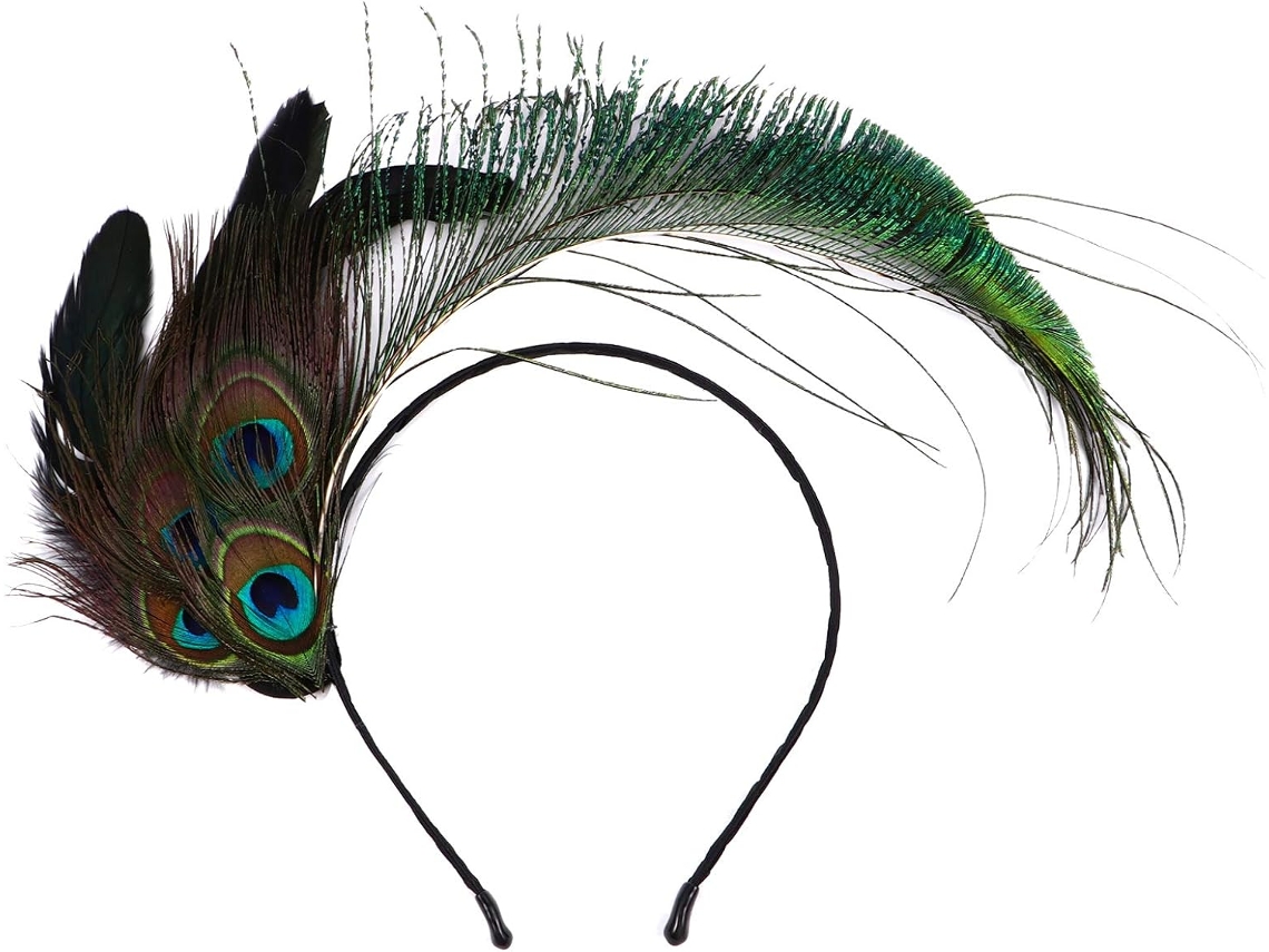 Acessório de Cabelo Exclusivo: Tiara Pavão Penas Colorida