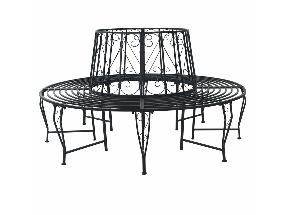 Vidaxl Banco De Árvore Ø 160 X 89 Cm Aço Preto Redondo