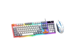 Conjunto De Teclado E Mouse Gamer Silencioso Com Retroiluminação Led De 104 Teclas, Com Fio Usb E Branco Everley891