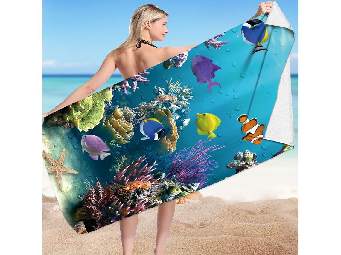Toalhas De Praia Velo De Dupla Face Absorvente Para Campismo, Piscina E Viagens.160*80cm Peixe-palhaço Hexinyigjly