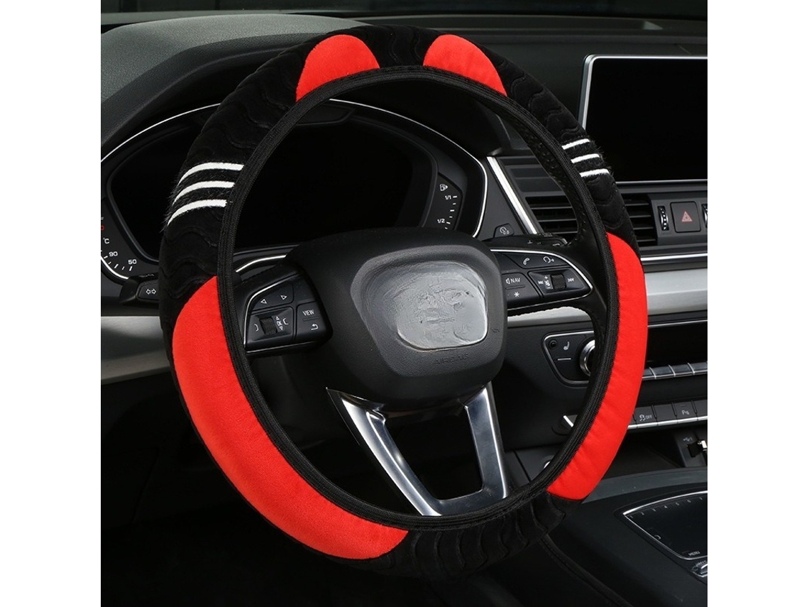 Capa Universal para Volante de Carro HENTEN HOME para Diâmetro de 38 Cm Material de Pelúcia (vermelho)