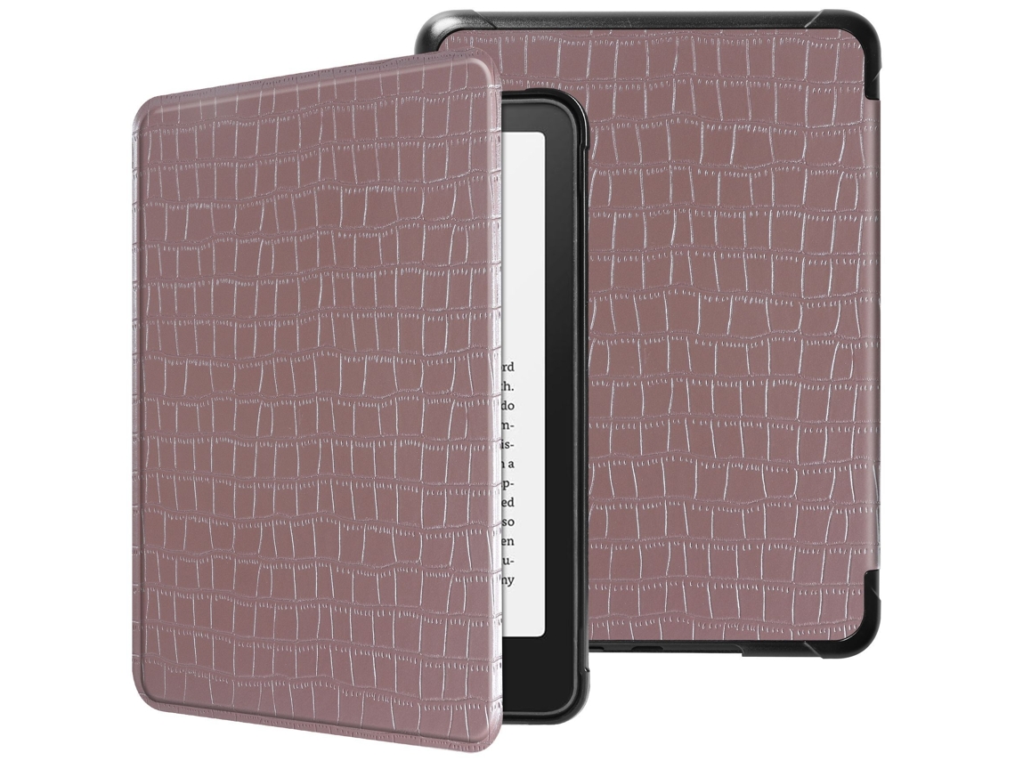 Elysve Capa Protetora Para Kindle Paperwhite 7 Polegadas 2024, Em Pele Sintética Com Padrão De Crocodilo Rosa