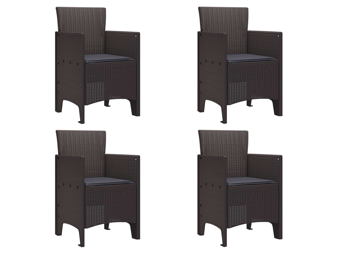 Vidaxl Cadeira De Jardim 4 Pcs Castanho 53 X 49 X 85 Cm Polipropileno