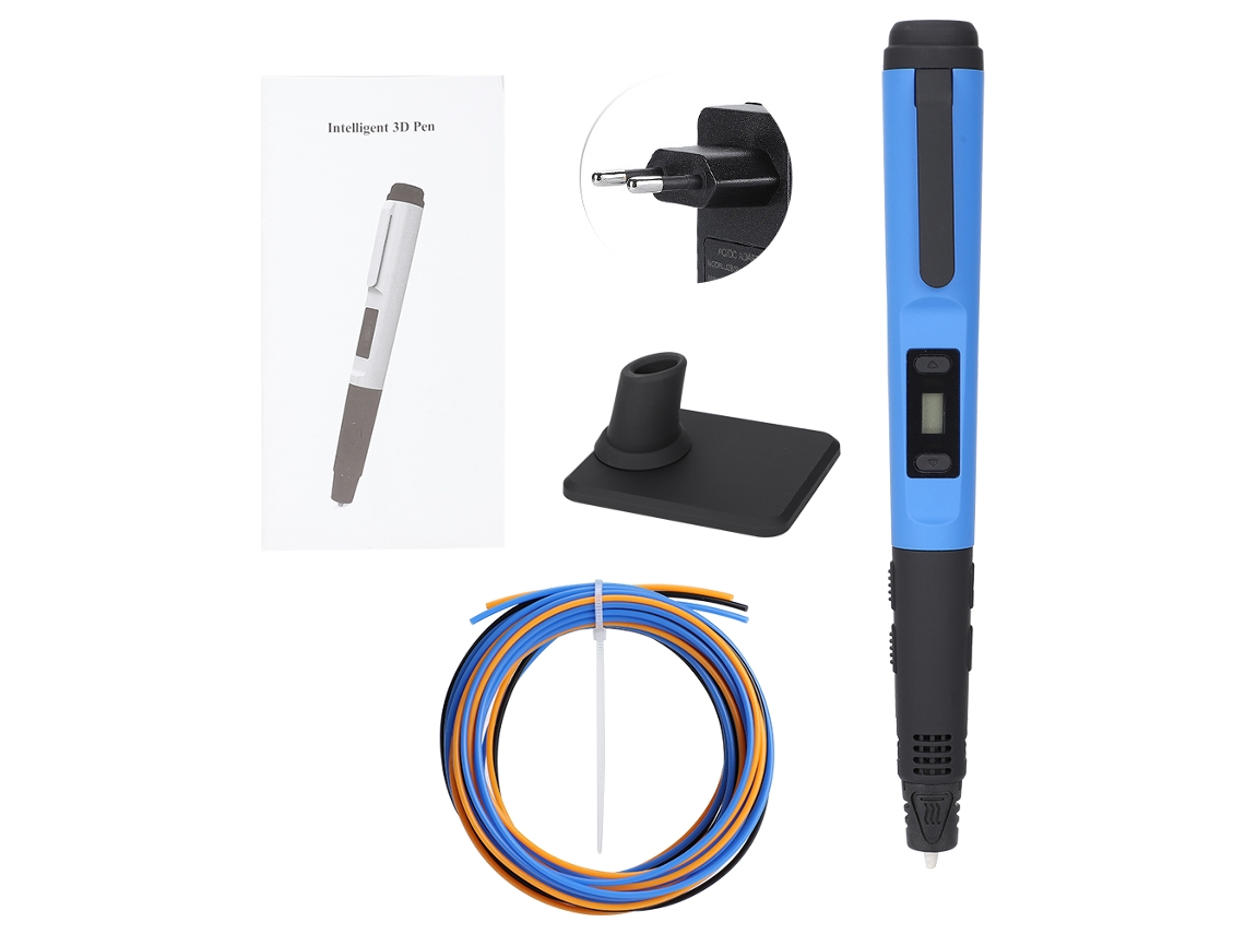 Lápiz 3d Para Dibujo Juguete Con Pantalla Led Y Carga Usb Negro Azul