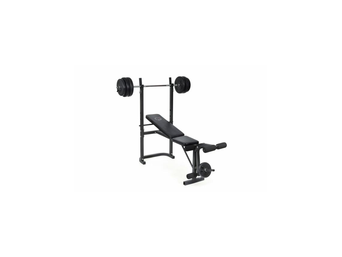 Banco de Musculação O'FITNESS com suporte para pernas, barra e 20 kg de pesos | O'FITNESS