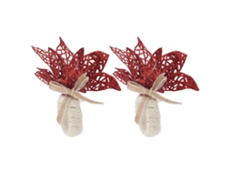 Laxiscreed Guardanapo Decorativo Com Dois Anéis Para Casa, Hotel E Casamentos - Flor Vermelha