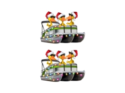 Enfeite De Natal Divertido Em Ferro Fundido Com Formato De Barco Pontão, Presente Perfeito Para Amantes De Barcos Pontão . Hengjian (pacote Com 2)