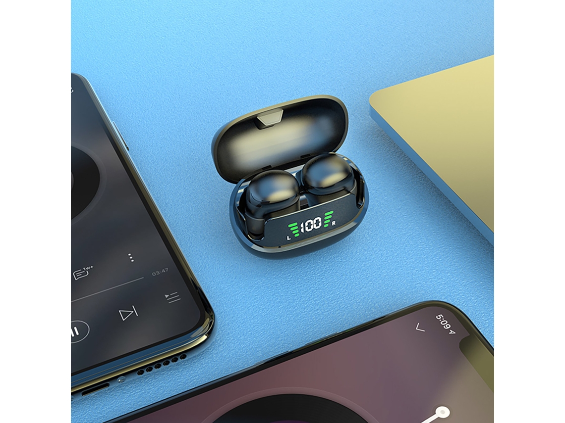 Auriculares Bluetooth True Wireless Mini Tipo Plugue de Ouvido de Ultra Baixa Potência Visor Digital Baixo Atraso
