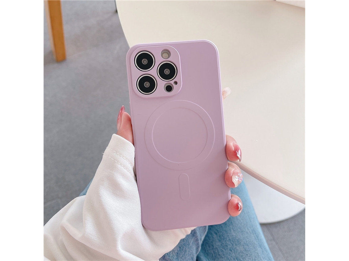 Capa Para Iphone 17 Em Silicone Líquido Ímã, Cor Roxa Grama.