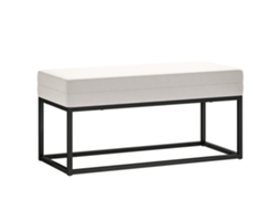 Banco de Entrada Moderno de Aço. Esponja de Veludo e Tecido com Pés Ajustáveis. 94x42x44 Cm. Creme Ge