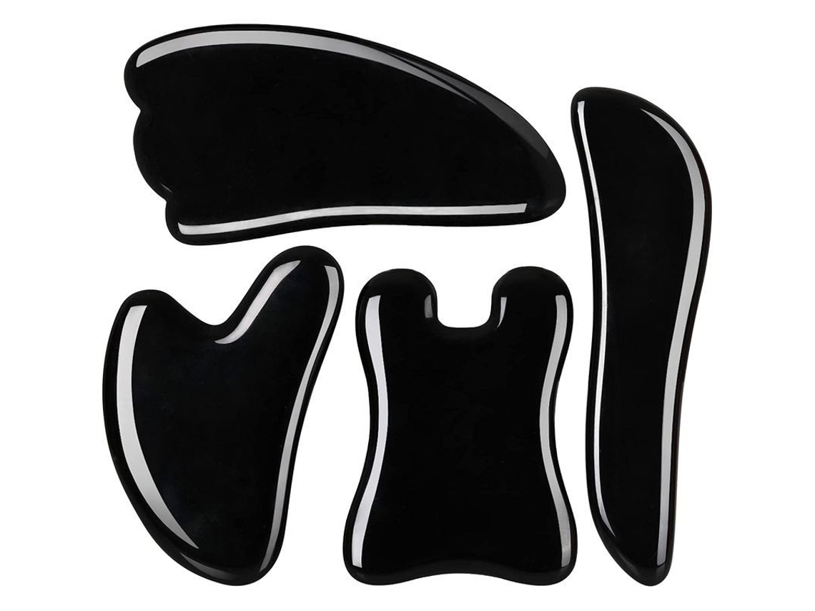 Ferramenta De Massagem Guasha, Pedra Natural, Conjunto De 4 Placas Para Spa E Terapia Física