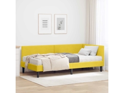Vidaxl Estrutura De Cama De Canto Com Colchão 2 Unid. Amarelo Veludo