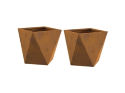 Conjunto 2 Caixa De Vaso Vidaxl Castanho Aço (30 X 30 X 30 Cm)