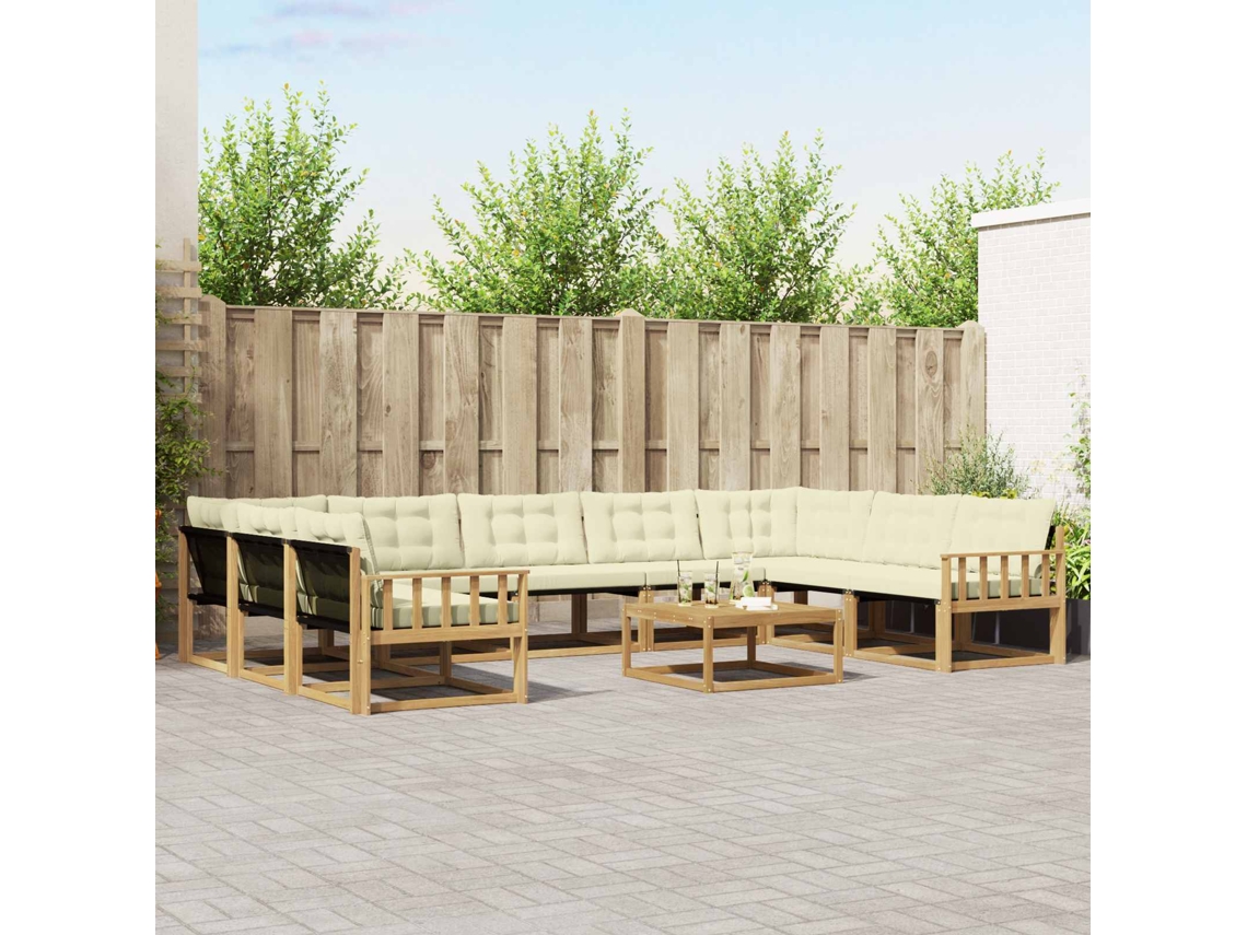 Vidaxl Conjunto De Sofás Para Exterior 10 Unid. Branco E Creme